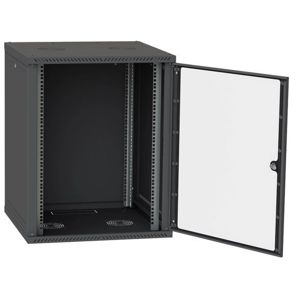 IPCOM 15U 600x600 Шафа телекомунікаційна двері скло (чорна) 99-00017729 фото