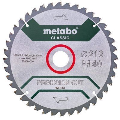 Metabo "precision cut wood - classic" (628060000) Пильний диск 216x30, Z40 WZ 5&deg;neg. 99-00015424 фото